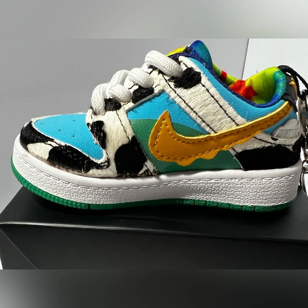 Ben & Jerry's Nike Air Jordan 1 Low‎ Chunky Dunky Sneaker 4.5” Keychain Cow